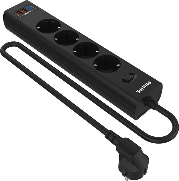 Изображение товара Сетевой фильтр Philips CHP8246BA/51 (2м, 4 розетки, черный)