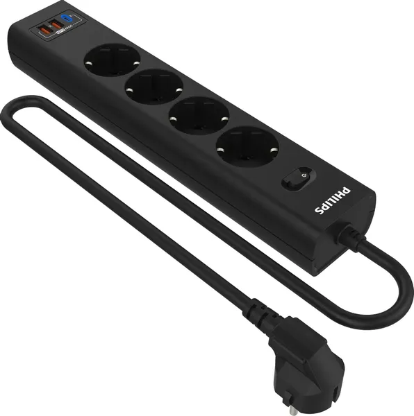 Изображение товара Сетевой фильтр Philips CHP8246BB/51 (3м, 4 розетки, черный)
