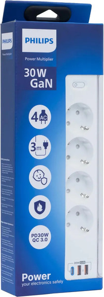 Изображение товара Сетевой фильтр Philips CHP8246WB/51 (3м, 4 розетки, белый)