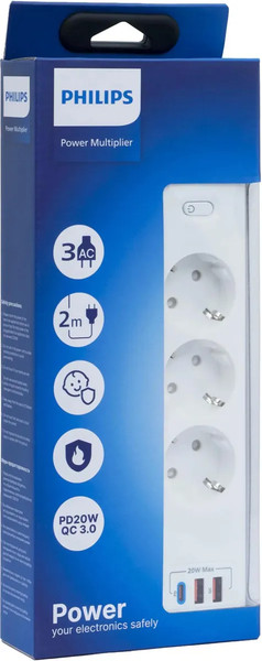 Изображение товара Сетевой фильтр Philips CHP4336WB/51 (3м, 3 розетки, белый)