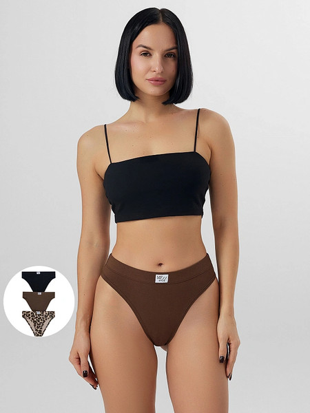 Изображение товара Комплект женских трусов Mark Formelle 412542-3 (р.94, темный шоколад/декор)