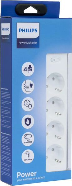 Изображение товара Сетевой фильтр Philips CHP2145WB/51 (3м, 4 розетки, белый)