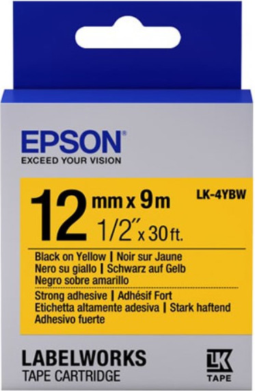 Изображение товара Картридж-лента Epson LK4YBW Strng adh Blk/Yell 12/9 / C53S654014