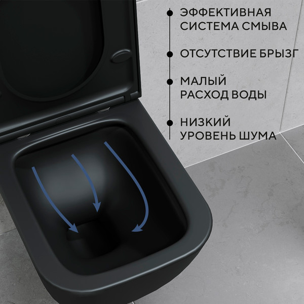 Изображение товара Унитаз подвесной с инсталляцией Lauter Nuremberg 21811B + 21901002 (черный, с кнопкой 219704E черный)