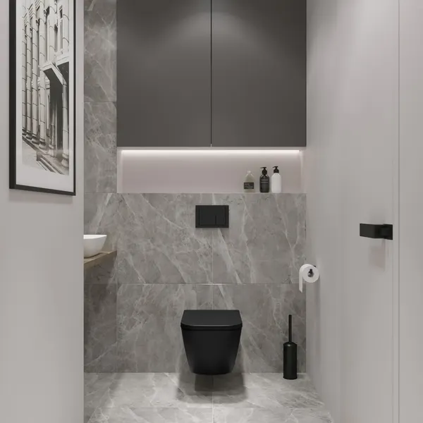 Изображение товара Унитаз подвесной с инсталляцией Lauter Nuremberg 21811B + 21901001 (черный, с кнопкой 219702E белый)