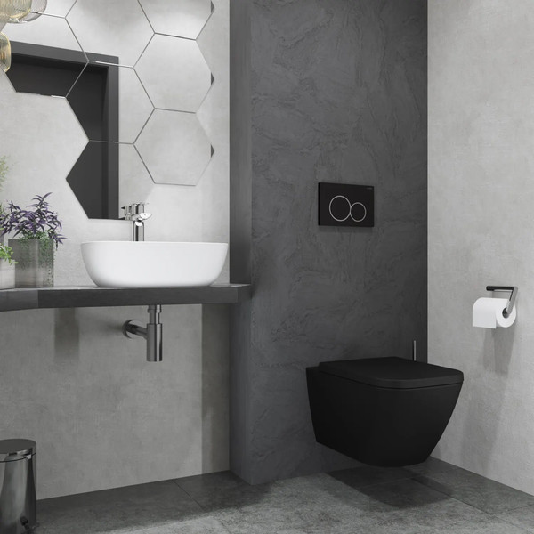 Изображение товара Унитаз подвесной с инсталляцией Lauter Nuremberg 21811B + 21901001 (черный, с кнопкой 219702E белый)