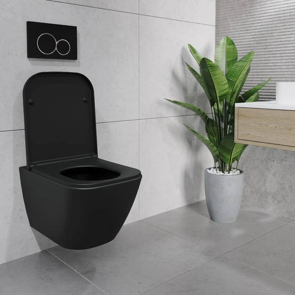 Изображение товара Унитаз подвесной с инсталляцией Lauter Nuremberg 21811B + 21901001 (черный, с кнопкой 219702E белый)