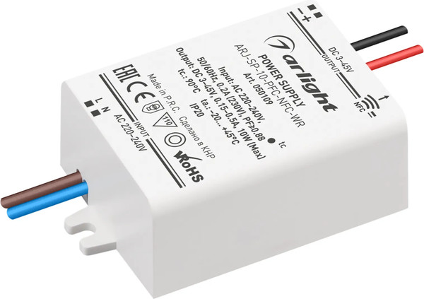 Изображение товара Блок питания для светильника Arlight ARJ-SP-10-PFC-NFC-WR 10W 3-45V 0.15-0.5A / 050109
