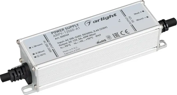 Изображение товара Блок питания для светильника Arlight ARPV-12060-A1 12V 5.0A 60W / 050769