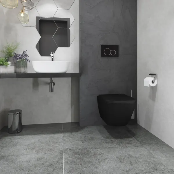 Изображение товара Унитаз подвесной с инсталляцией Lauter Nuremberg 21811B + 21901001 (черный, с кнопкой 219702F белый)