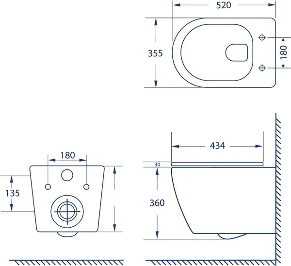 Изображение товара Унитаз подвесной с инсталляцией Lauter Nuremberg 21811B + 21901001 (черный, с кнопкой 219702F белый)