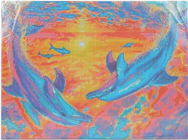 Изображение товара Набор алмазной вышивки MultiArt Дельфины на закате / AM30X40-131151