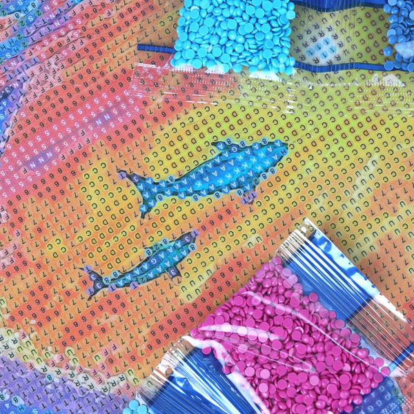 Изображение товара Набор алмазной вышивки MultiArt Дельфины на закате / AM30X40-131151