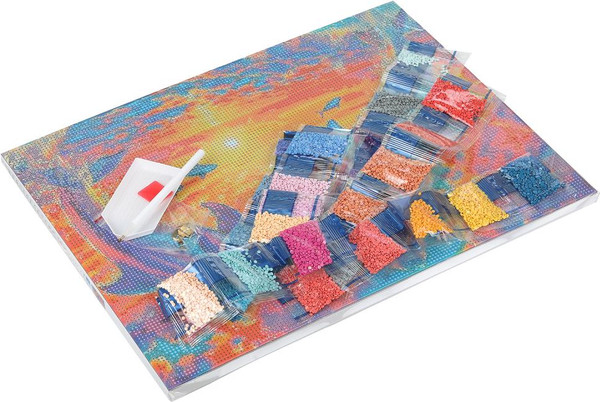 Изображение товара Набор алмазной вышивки MultiArt Дельфины на закате / AM30X40-131151