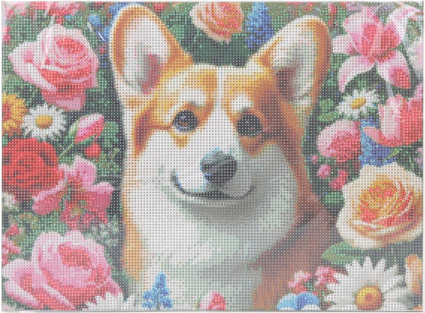 Изображение товара Набор алмазной вышивки MultiArt Корги в цветах / AM30X40-131155