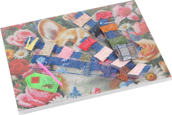 Изображение товара Набор алмазной вышивки MultiArt Корги в цветах / AM30X40-131155