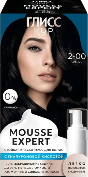 Изображение товара Краска-мусс для волос Глисс Кур Mousse Expert тон 2.00 черный