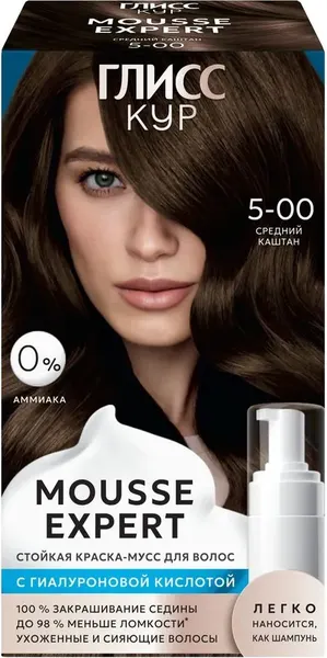 Изображение товара Краска-мусс для волос Глисс Кур Mousse Expert тон 5.00 средний каштан