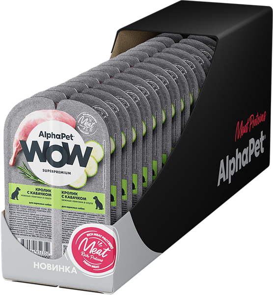 Изображение товара Влажный корм для собак AlphaPet Wow Кролик и кабачок (15х100г)
