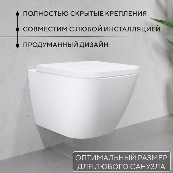 Изображение товара Унитаз подвесной с инсталляцией Lauter Nuremberg 21811 + 21901002 (белый, с кнопкой смыва 219704E черный)