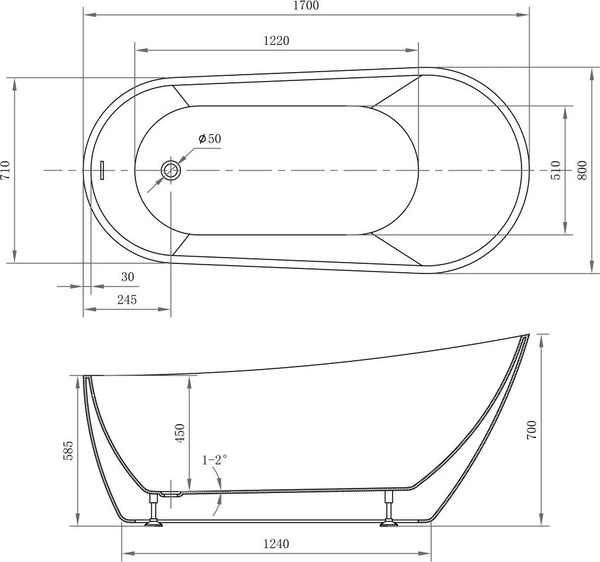 Изображение товара Ванна акриловая Abber AB9501 (белый)