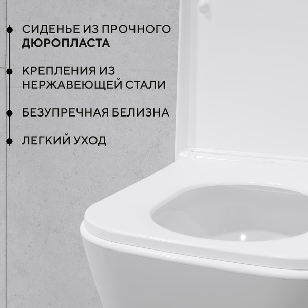 Изображение товара Унитаз подвесной с инсталляцией Lauter Nuremberg 21811 + 21901001 (белый, с кнопкой смыва 219703J сатин)