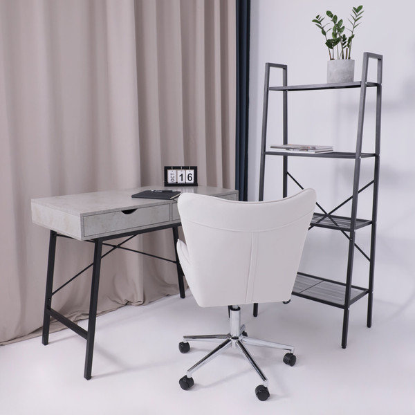 Изображение товара Кресло офисное AksHome Bella Chrome (Kiton 701 Antarctica/велюр/белый антарктида)