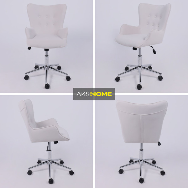 Изображение товара Кресло офисное AksHome Bella Chrome (Kiton 701 Antarctica/велюр/белый антарктида)