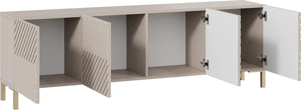 Изображение товара Тумба ТриЯ Танго Тип-1 ТВ с опорами / X 047.120 (золото розовое/глиняно серый/холст латте)