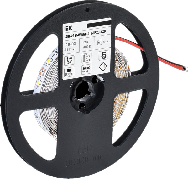 Изображение товара Светодиодная лента IEK LSR-2835WW60-4.8-IP20-12В / LSR1-1-060-20-3-05