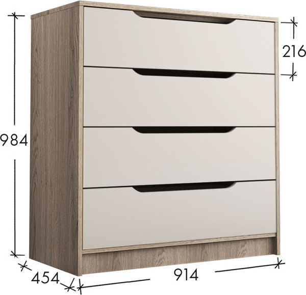 Изображение товара Комод Артём-Мебель Интерио-2 / СН 111.03 (дуб скандинавский/кашемир)