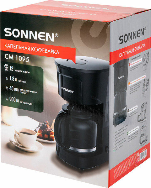 Изображение товара Капельная кофеварка Sonnen CM1095 / 456334 (черный)
