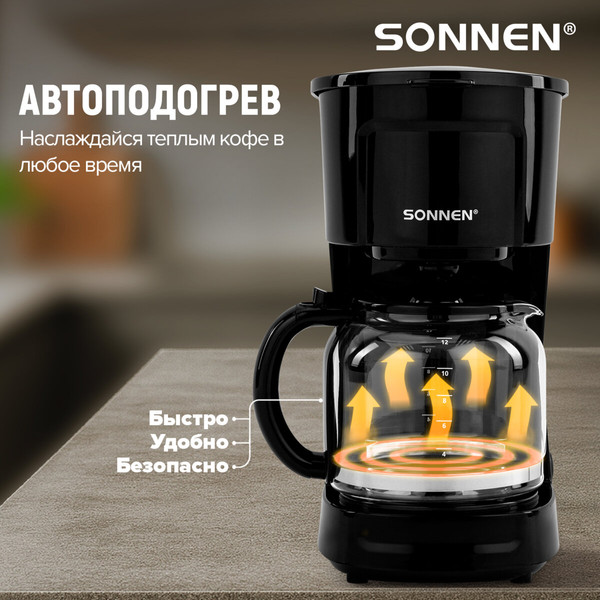 Изображение товара Капельная кофеварка Sonnen CM1095 / 456334 (черный)