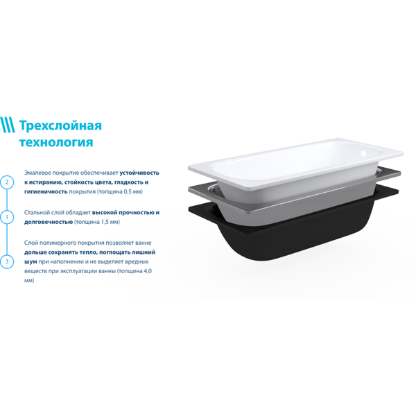 Изображение товара Ванна стальная ВИЗ Reimar 140x70x40 (белая орхидея)