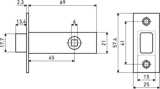 Изображение товара Защелка врезная Аллюр АРТ LB45-6 B2B (никель матовый)