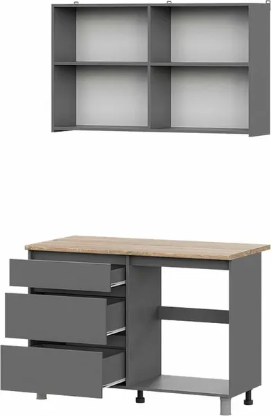 Изображение товара Кухонный гарнитур Mio Tesoro Денвер 1.2м Серия 2 (графит серый/дуб сонома)