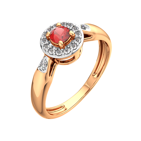 Изображение товара Кольцо из розового золота ZORKA 2D30154.14K.R.ZZ (р.18, с бриллиантом и рубином)