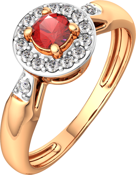 Изображение товара Кольцо из розового золота ZORKA 2D30154.14K.R.ZZ (р.18, с бриллиантом и рубином)