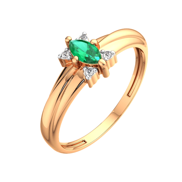 Изображение товара Кольцо из розового золота ZORKA 2D2087.14K.R (р.16.5, с бриллиантом и изумрудом)