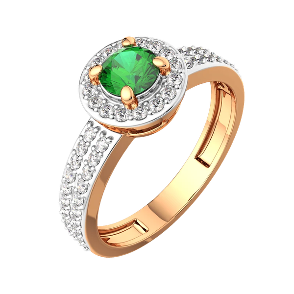 Изображение товара Кольцо из розового золота ZORKA 2D20155.14K.R (р.17.5, с бриллиантом и изумрудом)