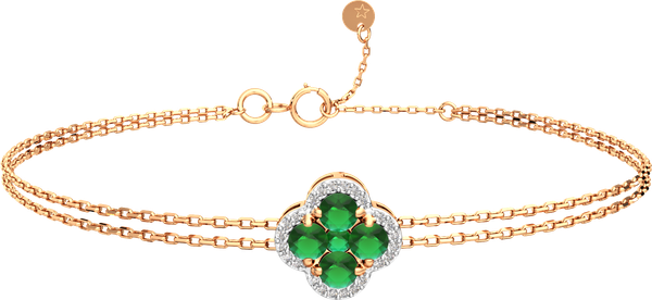Изображение товара Браслет из розового золота ZORKA 6D2098.14K.R (18см, с бриллиантом и изумрудом)
