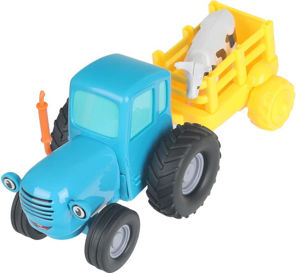Изображение товара Автомобиль игрушечный Технопарк Синий трактор с телегой и коровой / BLUTRA-11-CARTCOW-BU
