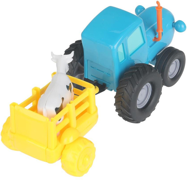 Изображение товара Автомобиль игрушечный Технопарк Синий трактор с телегой и коровой / BLUTRA-11-CARTCOW-BU
