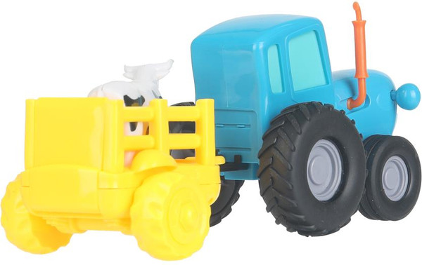 Изображение товара Автомобиль игрушечный Технопарк Синий трактор с телегой и коровой / BLUTRA-11-CARTCOW-BU