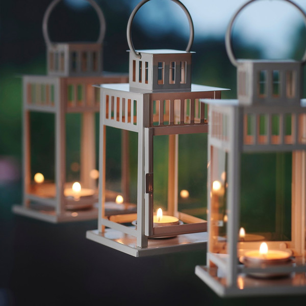 Изображение товара Подсвечник Ikea Фонарь для греющей свечи Беррби 106.088.56 (белый)