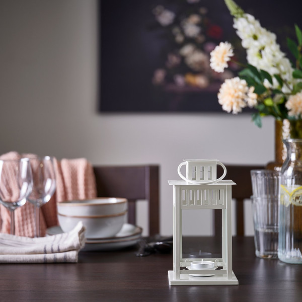 Изображение товара Подсвечник Ikea Фонарь для греющей свечи Беррби 106.088.56 (белый)