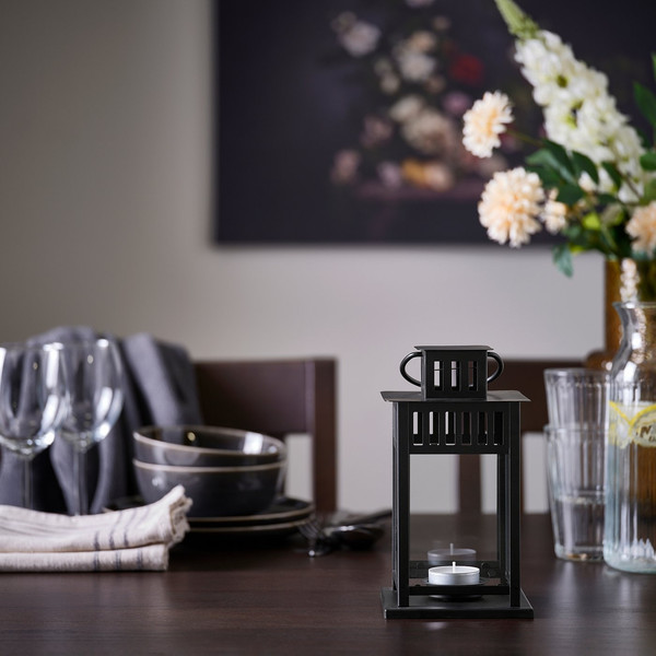 Изображение товара Подсвечник Ikea Фонарь для греющей свечи Беррби 606.088.54 (черный)