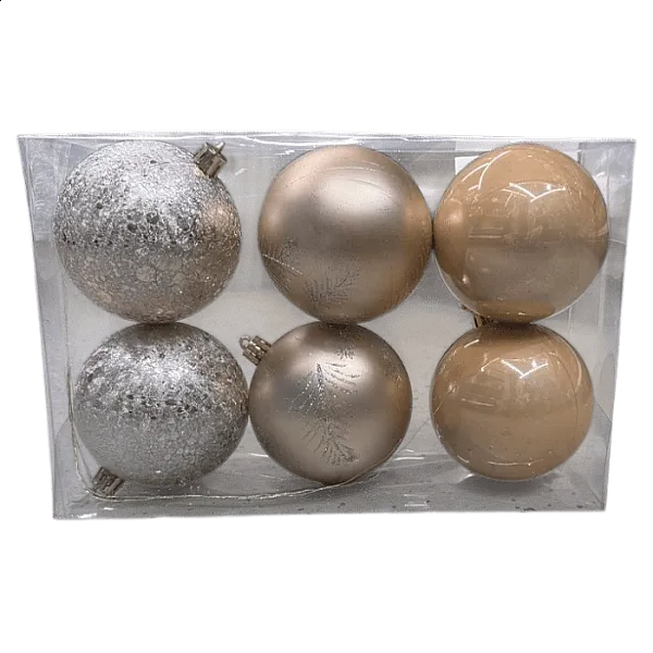 Изображение товара Набор шаров новогодних Ausini B8030GD (6шт, золото)