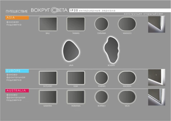 Изображение товара Зеркало Алмаз-Люкс Sumatra clear 14060d2-6 (с подсветкой, датчиком движения)