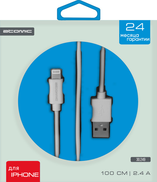 Изображение товара Кабель Atomic HQ-Trend USB-Lightning / 30.249 (1м, белый)